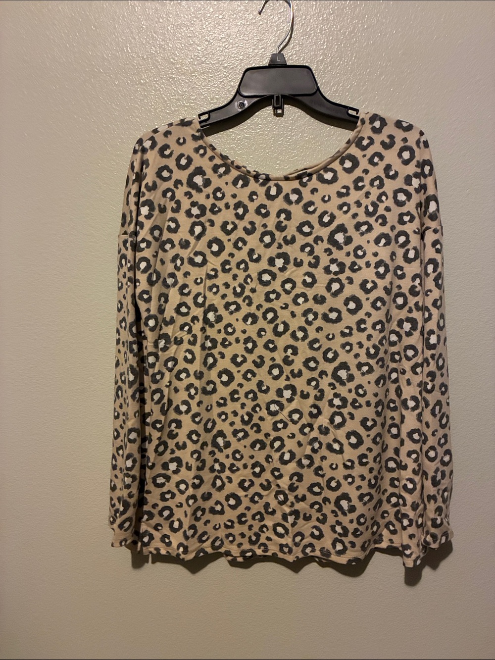 Sew In Love Beige and Black Leopard-Print Long Sleeve Top